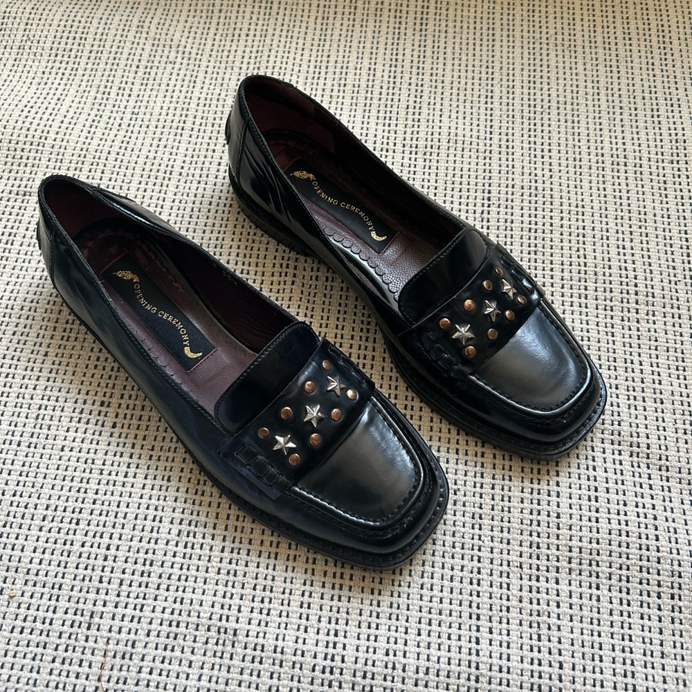 Black Loafers with Studded Detail